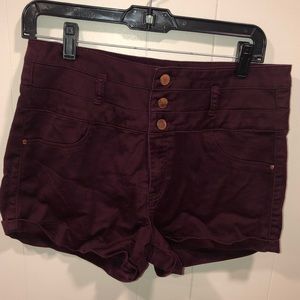 Maroon High Waisted Shorts